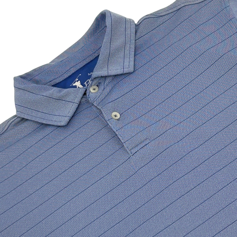 FG Tech Polo Shirt Men Medium Blue Striped Trump National Golf Short Sleeve USA
